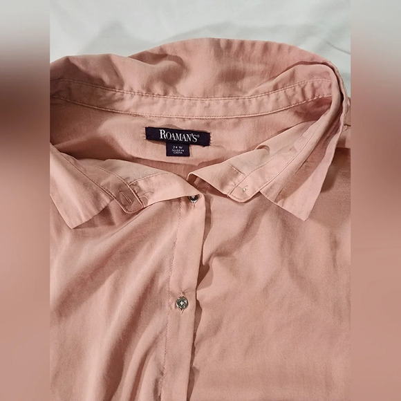 Roman's Tunic Womens Blush Button Up Blouse - Picture 8 of 11